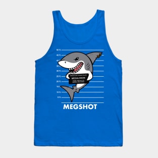 Funny Cute Mean Prehistoric Predator Shark Megalodon Summer Mugshot Cartoon Tank Top